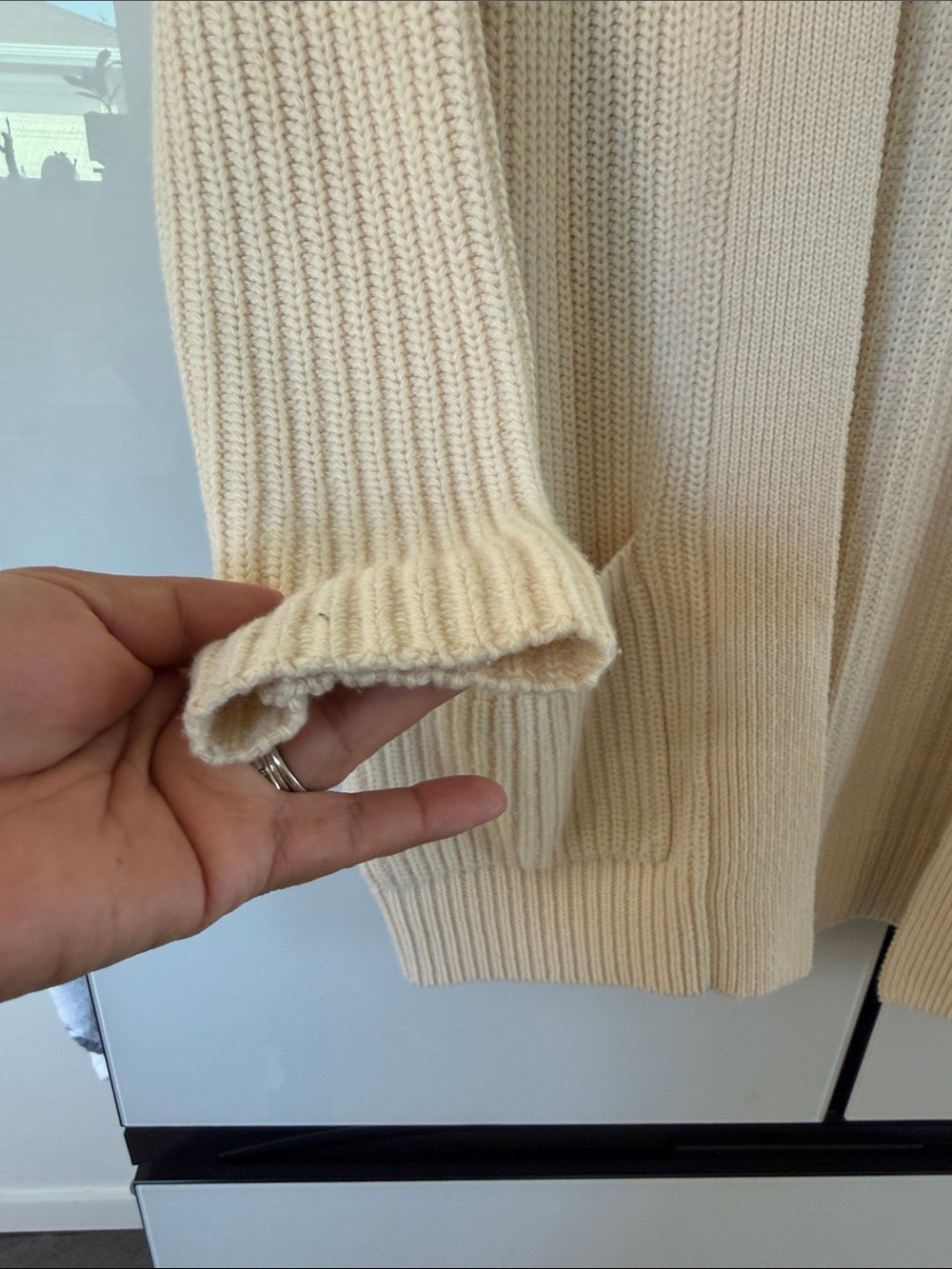 Theory Cream Open-Front Ribbed Cardigan - Picture 4 of 6